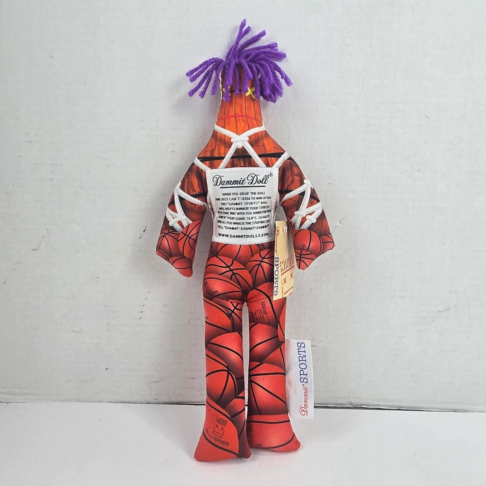 Dammit Doll Dammit‎ Sports Basketball Stress Relief Doll Orange Purple 13" NWT